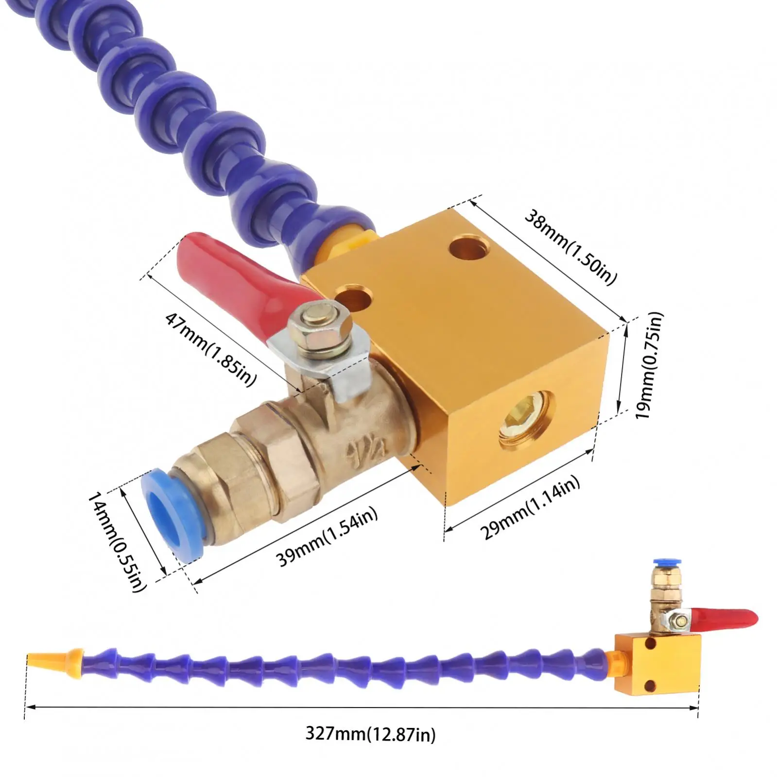 Cooling Sprayer Round Nozzle Flexible Water Cooling Tube Spray System for Engraving Machine / Lathe with Switch Valve