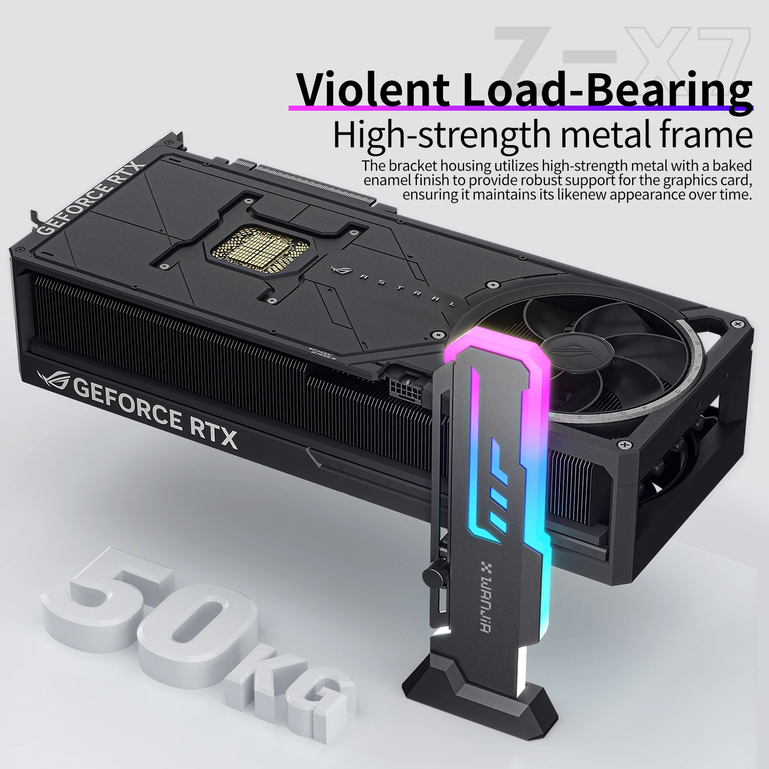 New Z-X7 Gaming Graphics Card Stand ARGB Colorful Light Anti slip Metal Stand Magnetic Base Cato