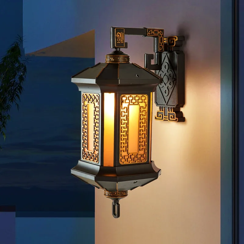 New Chinese style outdoor wall lamp waterproof courtyard lamp outdoor garden villa gate sun table lamp enclosure lamp