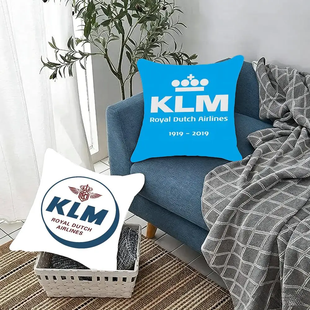 Airline Travel Klm Cushion Cover Fluffy velvet Nordic style plush Living room sofa decorative