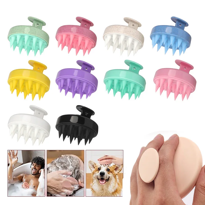 Silikon Bad Pinsel Haar Shampoo Pinsel Kopf Kopfhaut Massage Silikon Haar Kopfhaut Wäscher Shampoo Pinsel Manuelle Tier Haar Scratcher