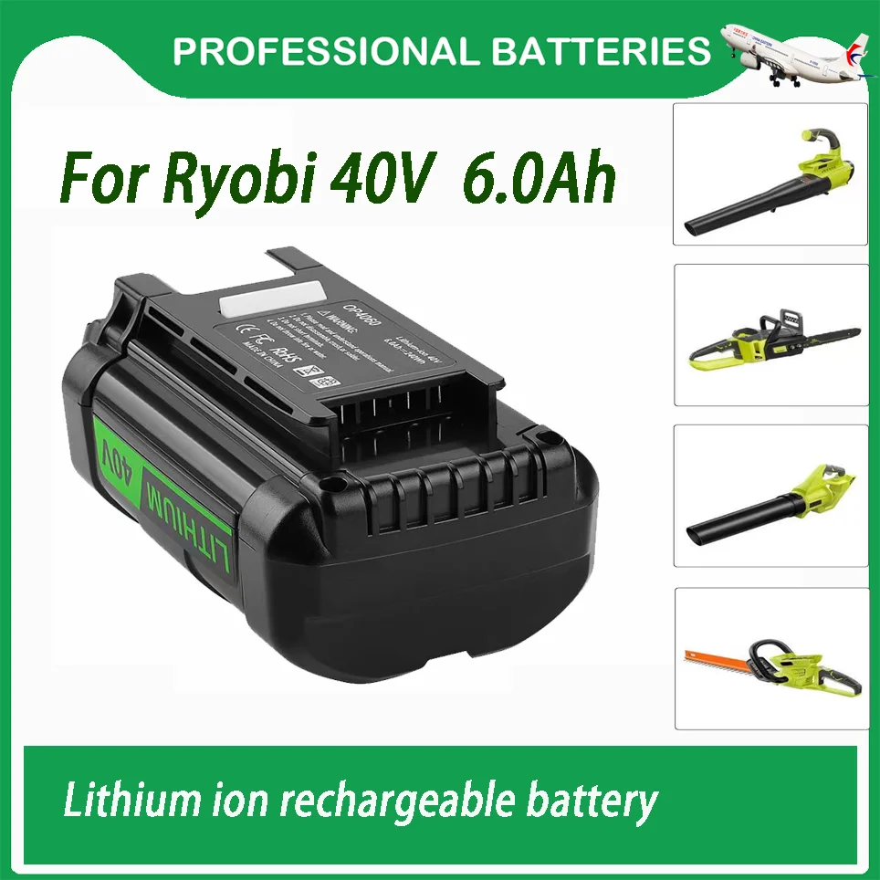 

For Ryobi 6.0Ah 40V Li-Ion Rechargeable Battery For Ryobi RY40502 RY40200 40V Cordless Power Tools Battery OP4050 OP4026 OP40401