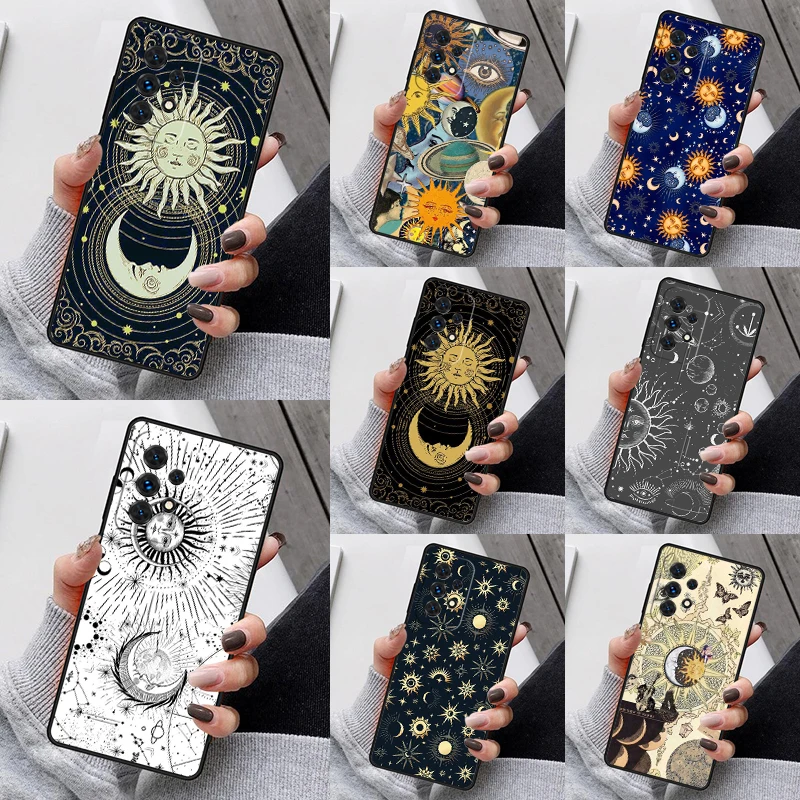 Suns Moons Astrological Phone Case For Samsung Galaxy S23 S21 S20 FE S24 S22 Ultra Note20 S10 S9 S8 Plus A40 A52 A12 A13 A53