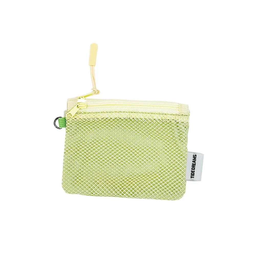 Double Zipper Mesh Coin Purse, Portable Travel Cosmetic Organizer