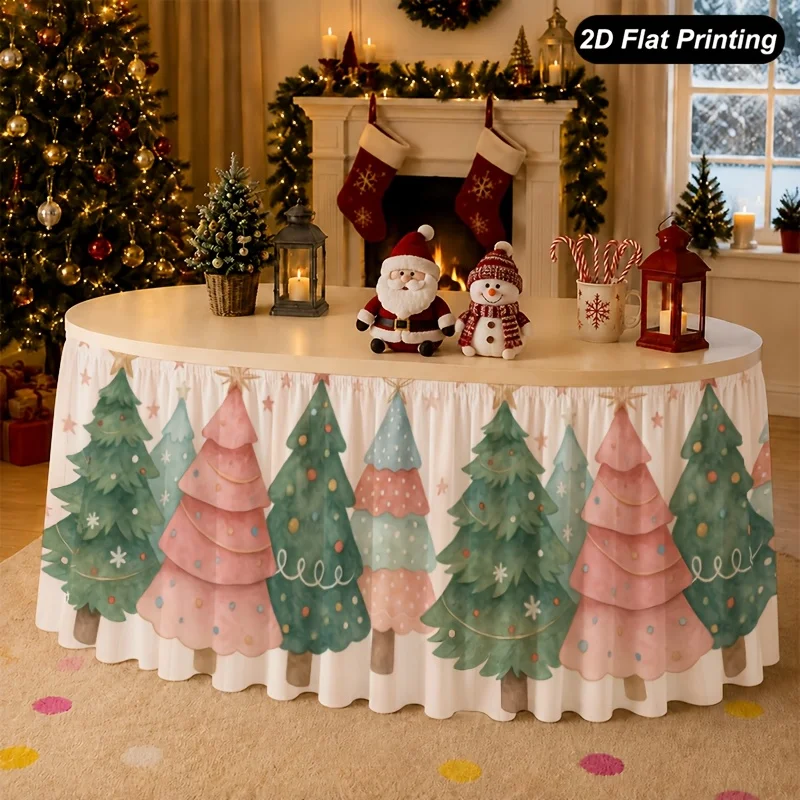 1-Pack 2D Flat Print Dress Tablecloth, School Season Back-to-School Season Thanksgiving Fall Harvest Halloween Christmas