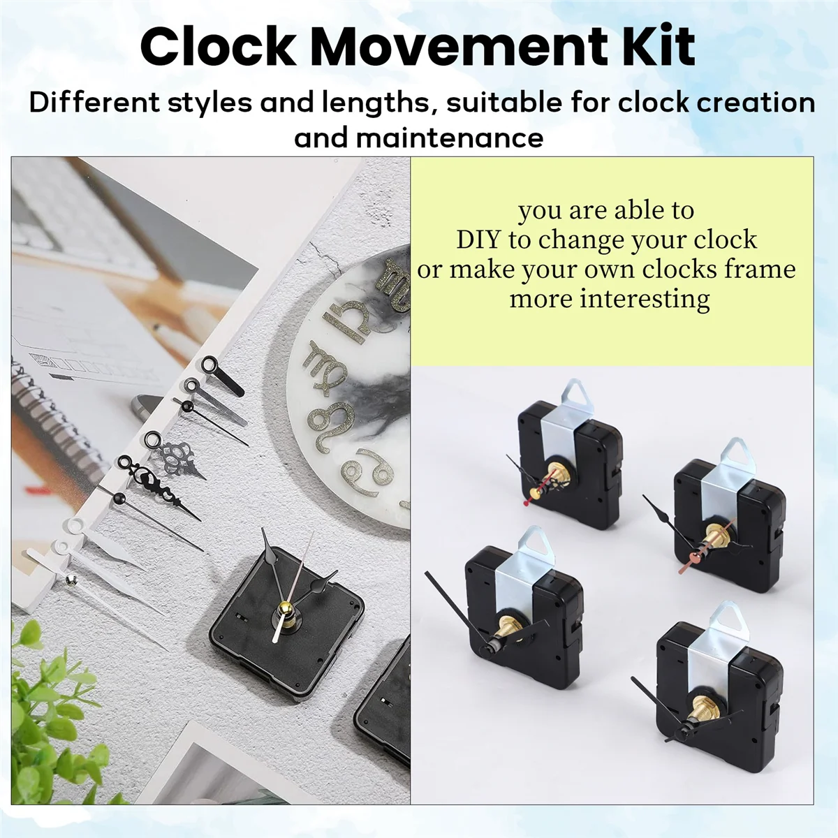 ACKOR 5 шт. детали механизма часов бесшумные кварцевые настенные часы «сделай сам» с 7 различными парами стрелок часов комплект для замены