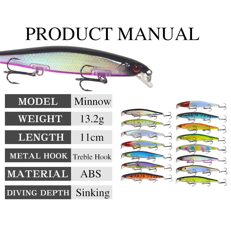 Minnow Fishing Lure Wobblers Laser Hard Artificial Bait 3D Eyes 13.2g/11cm Vobler Trolling Lures For Fising Wobbler Tackle 1PCS