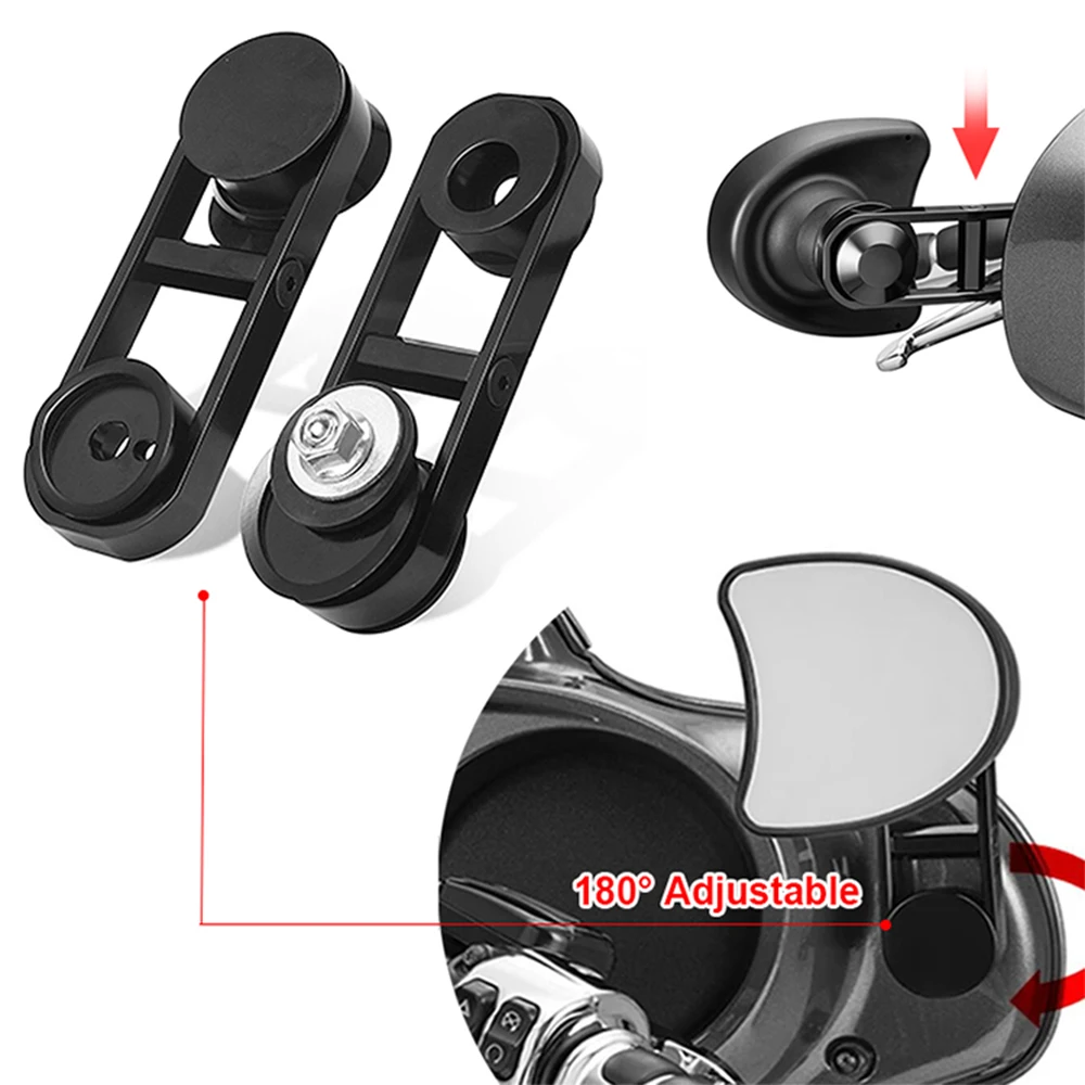 Motorcycle Accessories Black Adjustable Rearview Mirror Relocator Mount Bracket For Harley Touring Street Glide FLHX 13-06 22-14