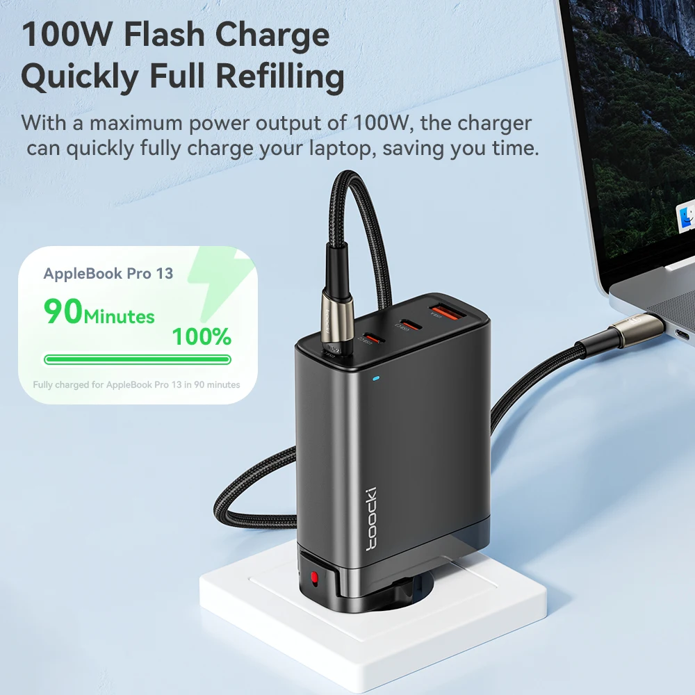 Toocki 100W GaN USB Charger Quick Charge4.0 QC3.0 Type C PD Fast Phone Charger For iPhone 15 14 13 Macbook Xiaomi Samsung Laptop