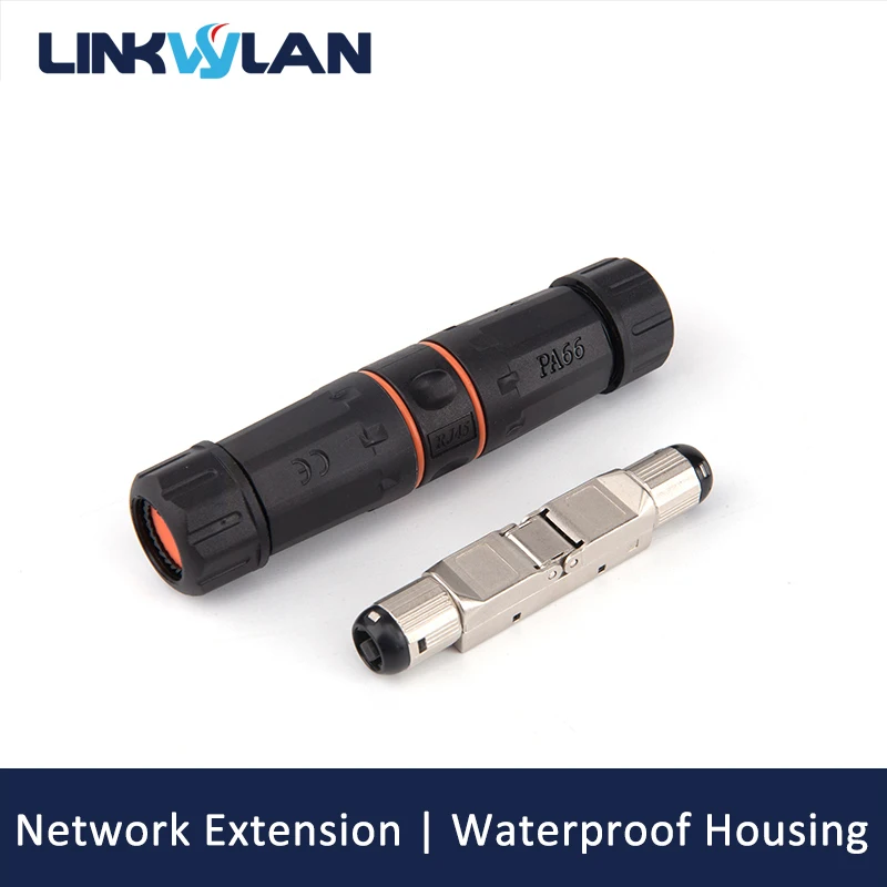 Linkwylan IP68 Waterproof RJ45 Field Extension Connector Full Shielded Toolless Type Tool-Free Connection For Cat6 6A Cat7 Cable