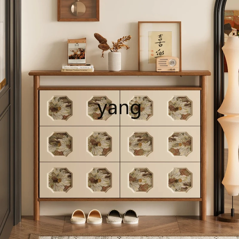 CX  solid wood retro printing shoe cabinet household home change shoe cabinet locker