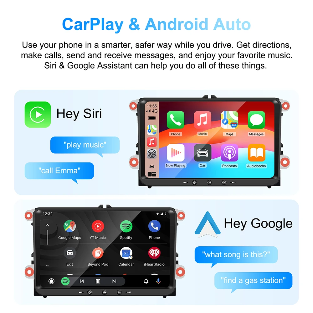 Carplay Radio samochodowe z androidem GPS WIFI dla VW POLO GOLF 5 6 PASSAT B6 JETTA TIGUAN TOURAN SHARAN SCIROCCO CADDY Seat Audio Stereo