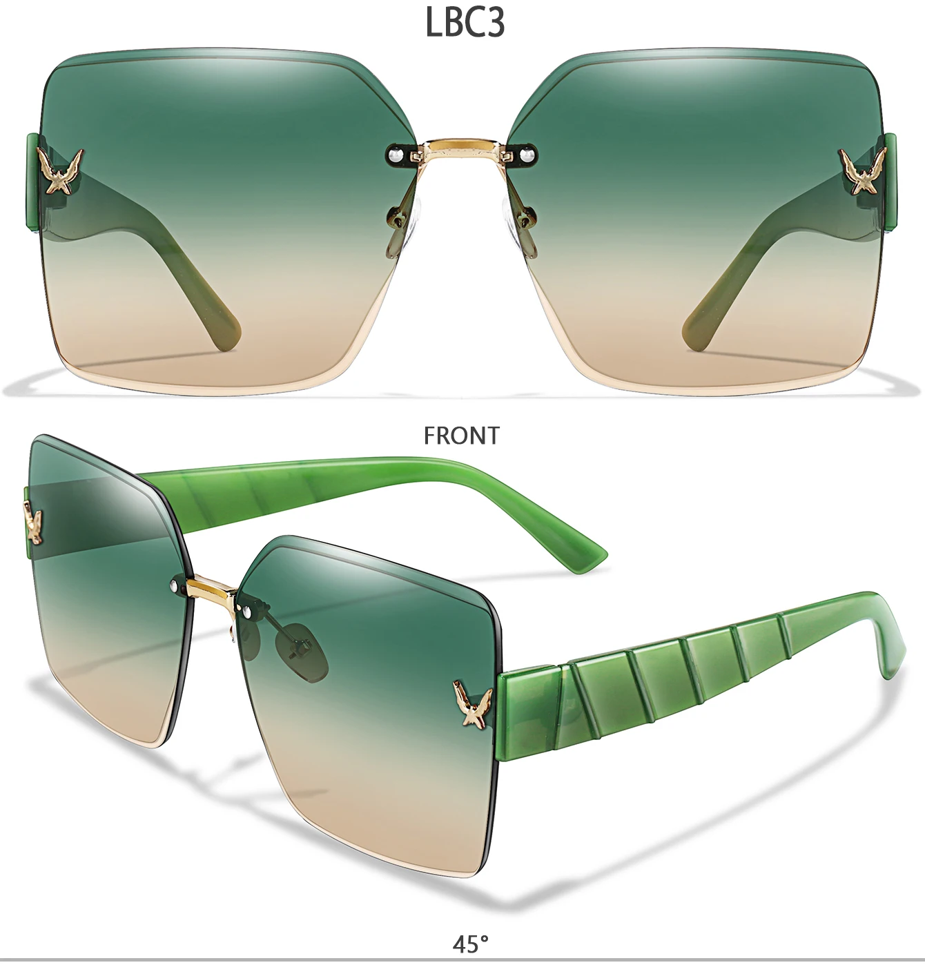 Trendige randlose Sonnenbrille für Damen und Herren, lässige quadratische Brille mit UV-Schutz für Outdoor-Wandern, Angeln, Radfahren – Detail 6
