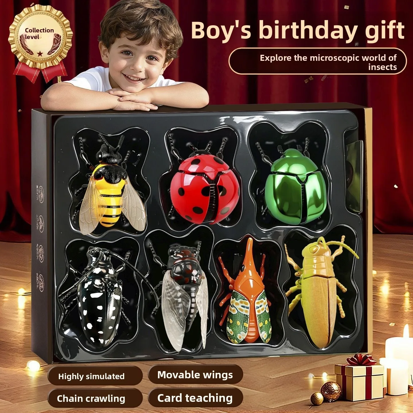 子供向け時計仕掛けのおもちゃ、昆虫おもちゃ、模擬てんとう虫、蜂、カブトムシ、屋外パーティーデコレーション＆誕生日パーティーの記念品ギフト