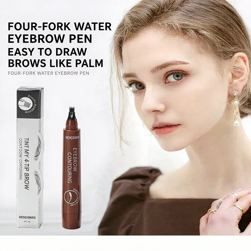 Waterproof Liquid Eyebrow Pen with Fork Tip Non-Smudged Professional Eyebrow Tattoo Pencil Long-Lasting Fine Texture