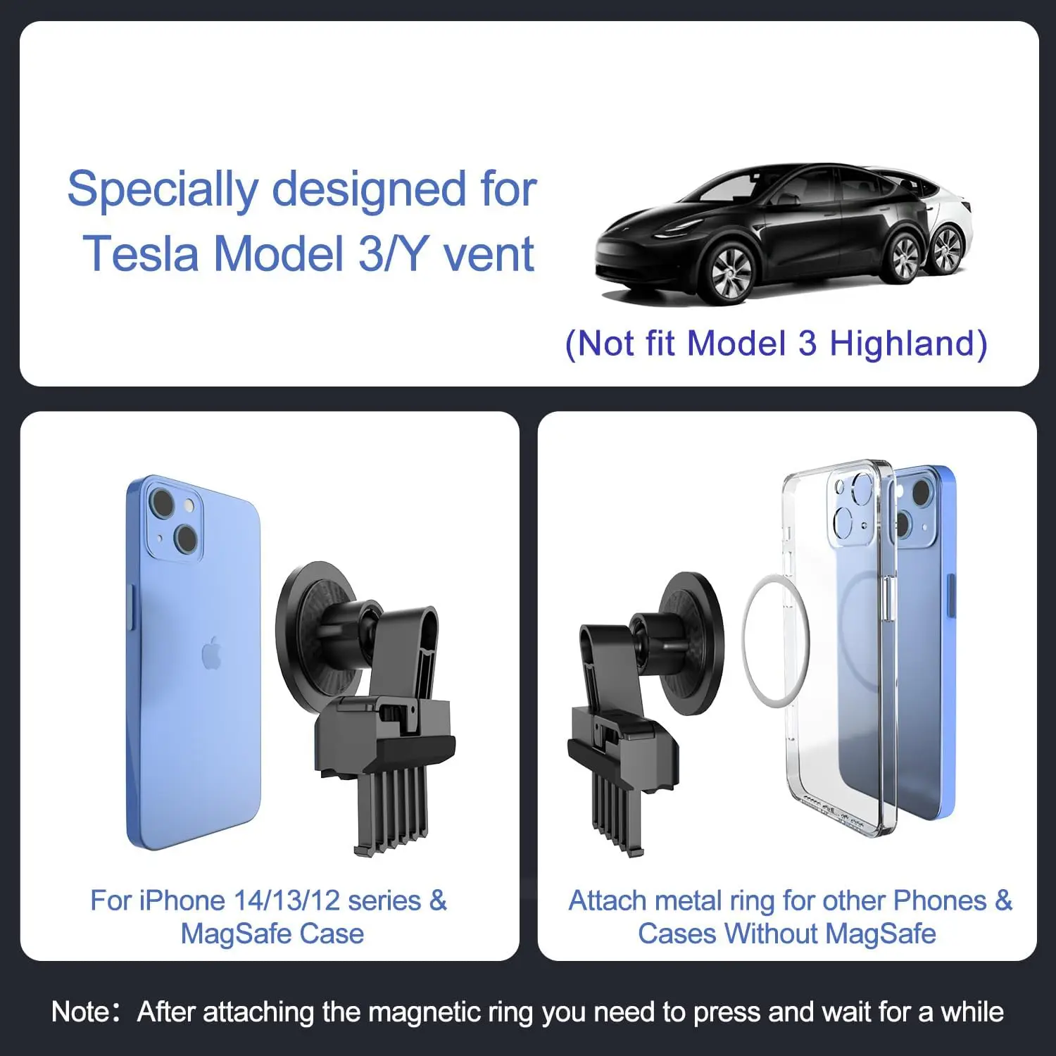 Magnetic Wireless Car Charger Mount Adsorbable Smartphone Holder for Tesla Model 3 Y 2023 Car Phone Holder Mounts Accessoires