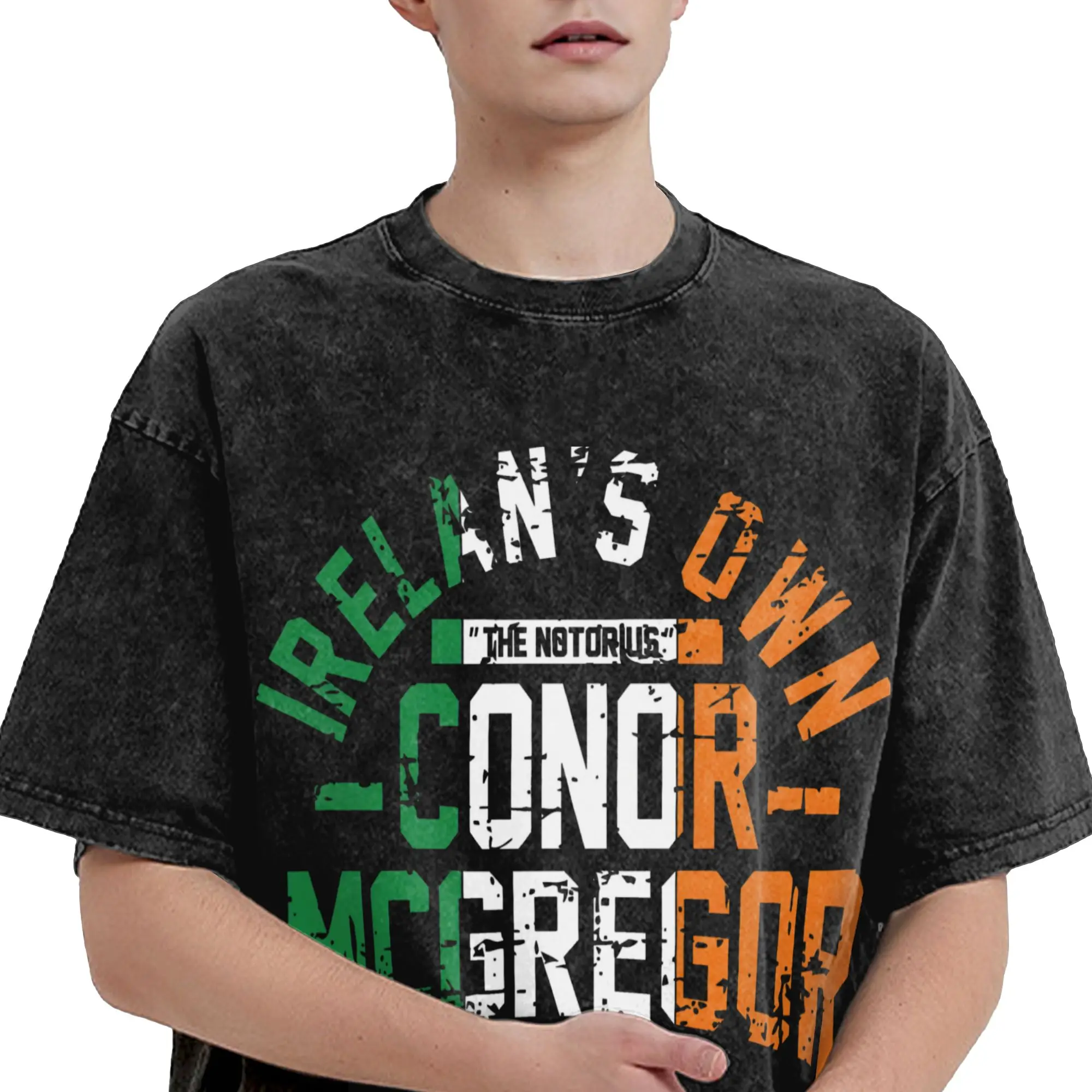 Connors Mcgregors Roaring Fighter T Shirt Hip Hop Washed Cotton Harajuku T-Shirts  Novelty Men Women Streetwear