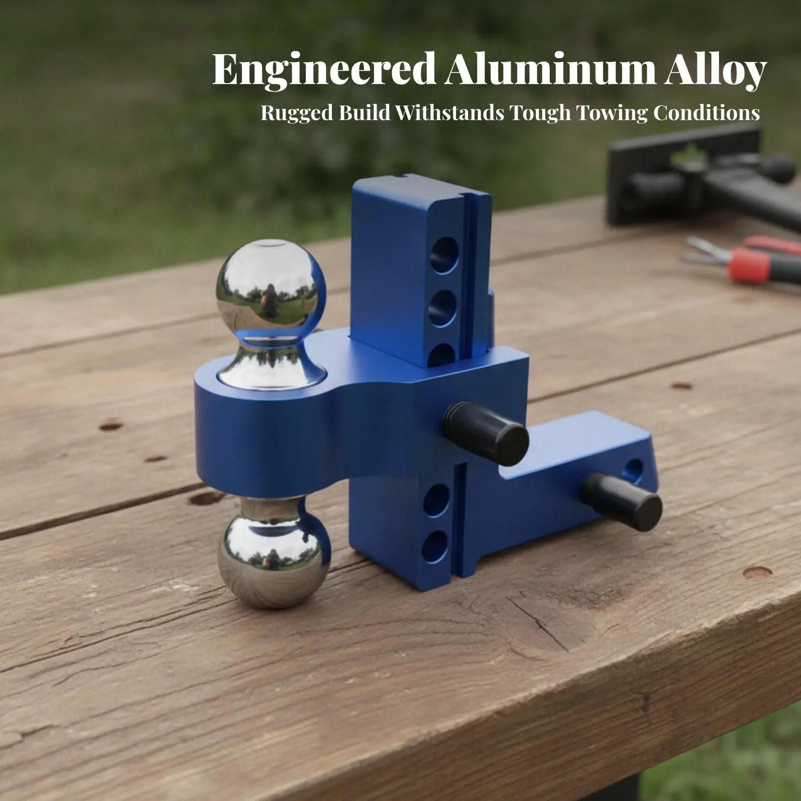 Adjustable Trailer Hitch Arm Aluminum Alloy Tow Bar with Chrome Ball Head for Secure RV Boat Cargo Connection