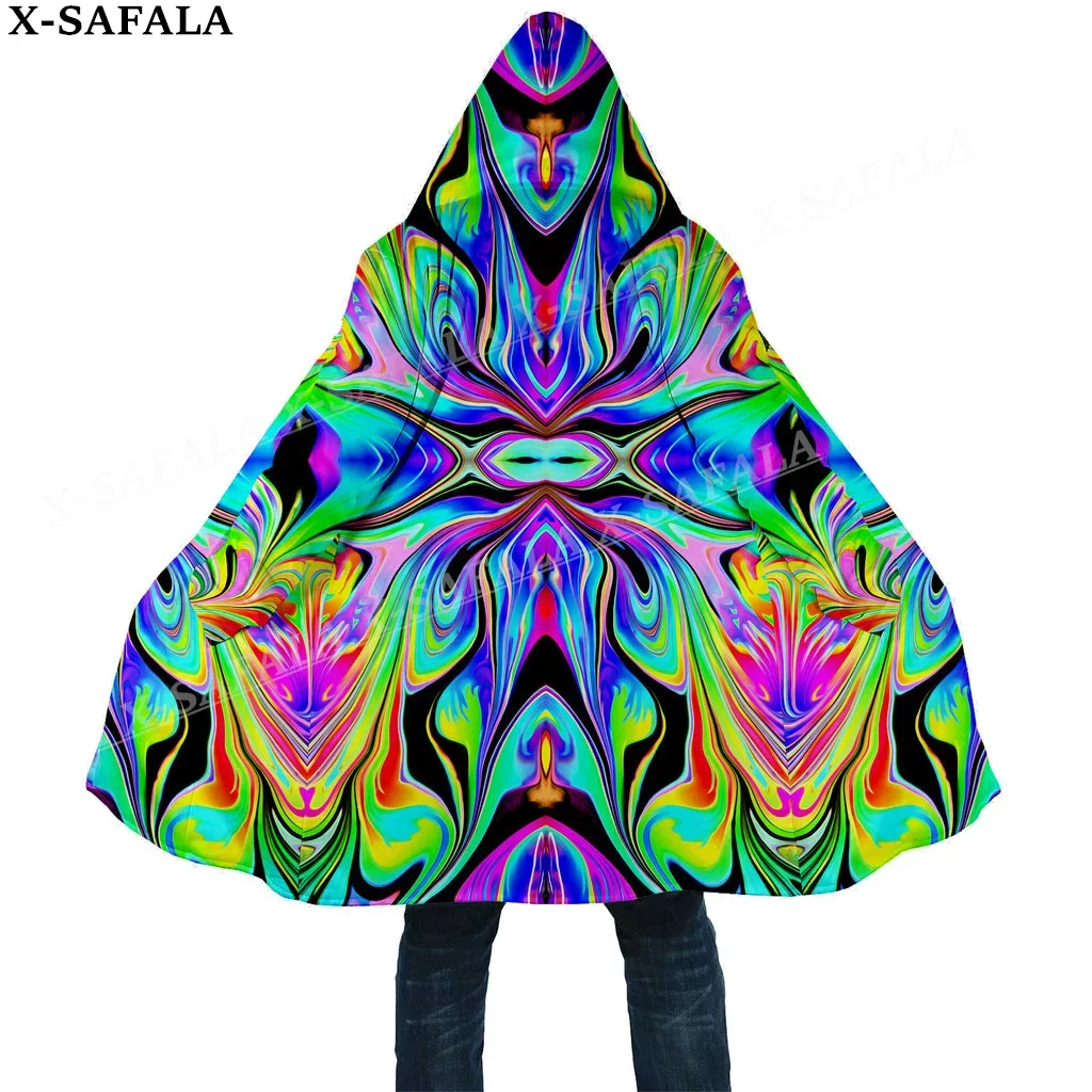 

Trippy Psychedelic Mushroom Fungus 3D Print Dream Cloak Thick Warm Hooded Men Overcoat Coat Windproof Fleece Cape Robe Blanket-3