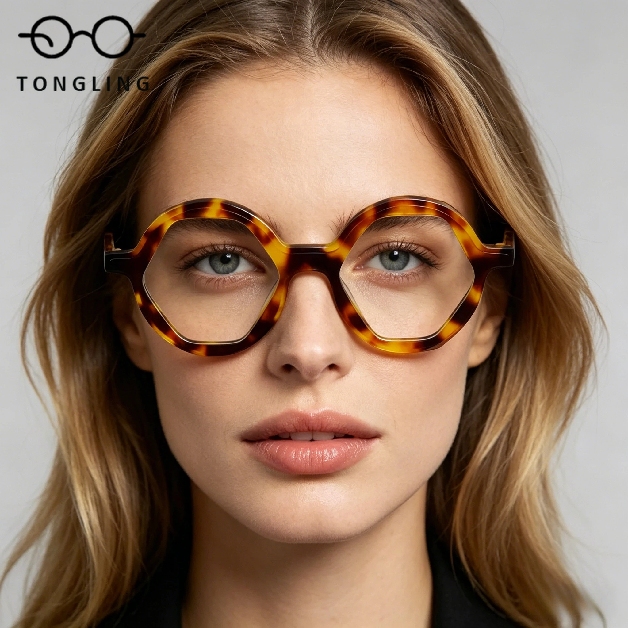 

Top-Notch Fashion Men Handcrafted Artistic Color-Matched High-Quality Acetate Women Individualistic Round Hip-Hop Glasses Frame