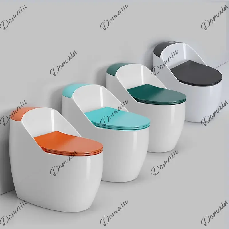LZ Creative Colorful Egg-Shaped Home Toilet Large Flush Direct-Wash Siphon Toilet with Wide Outlet U