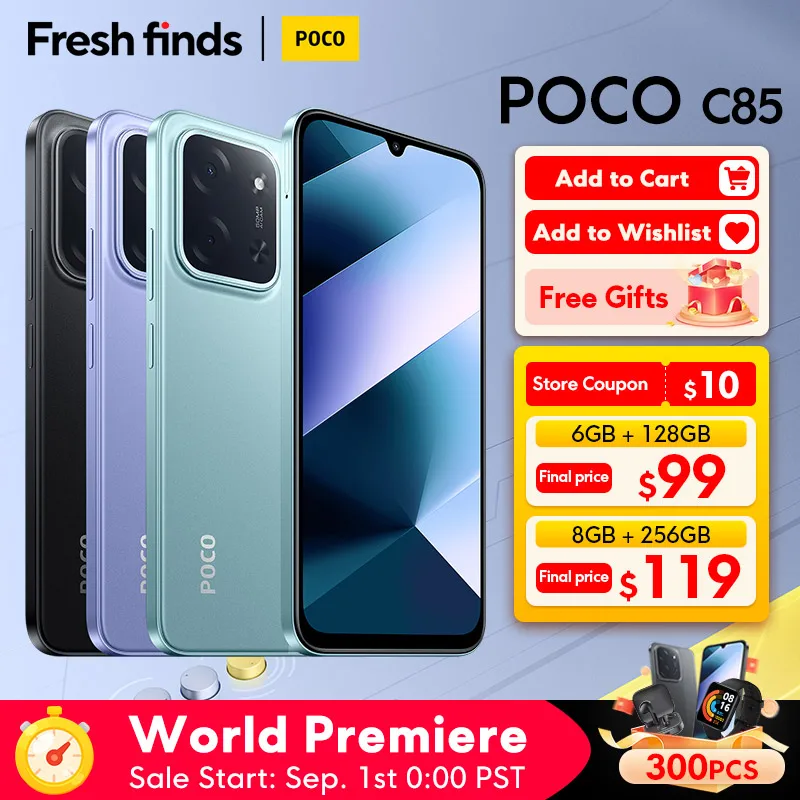【World Premiere】POCO C85 Global Version Smartphone 128/256GB Helio G81-Ultra 6000mAh battery 6.9" display 50MP Camera 33W NFC