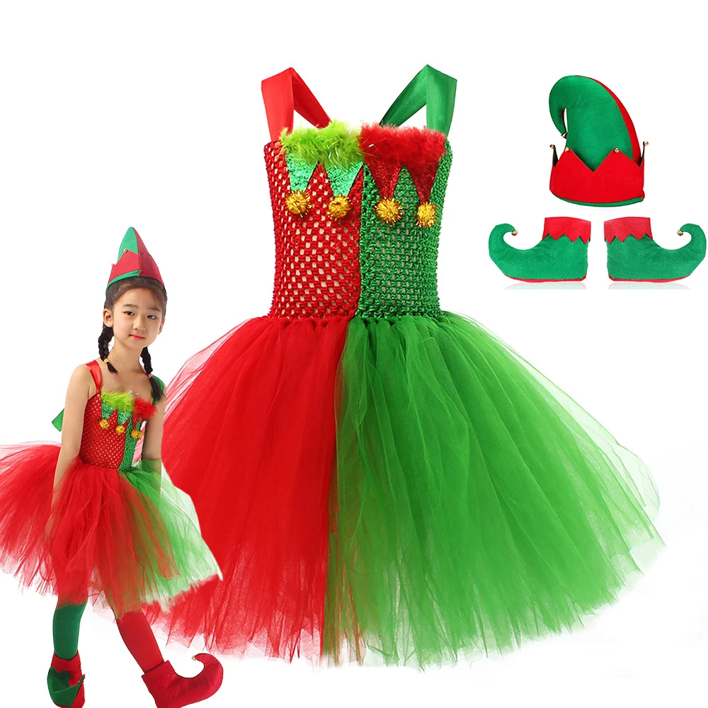 

Children Chirstmas Fairy Costume Girls Tutu Disguise Dresses Kid Party Carnival Halloween Vestidos Fantasia Clothes 2-12Yrs