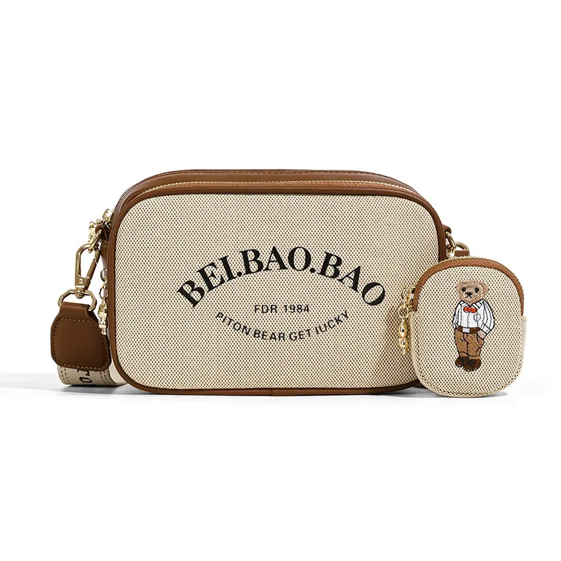 2024 New Single Shoulder Crossbody Bag Leisure Fashion Versatile Square Bags Shopping Travel Small For Women Letter Bear Pattern