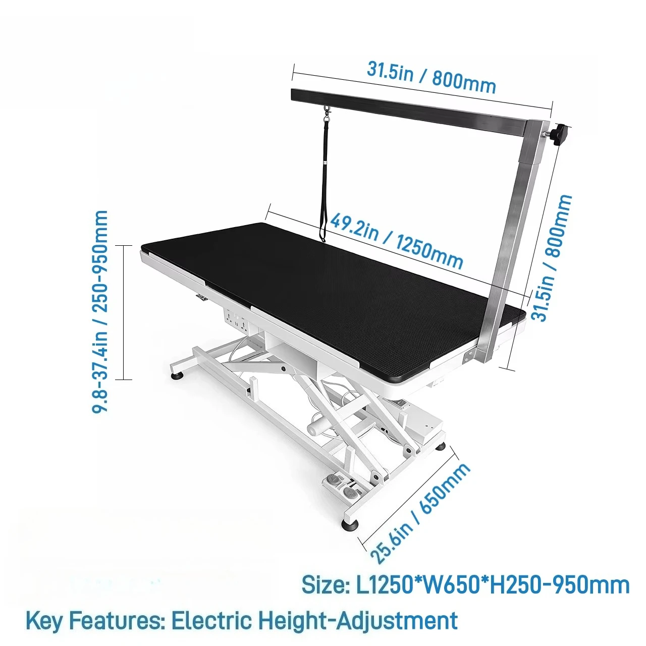 aDeluxe Heavy Duty Electric Lifting Dog Grooming Table Height Adjustable Anti-Slip Tabletop Max Bearing 300LBS For Large Pet