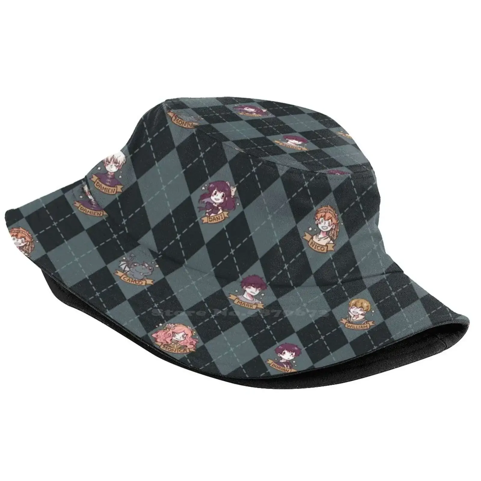 British Hooky ( Blue ) Korean Caps Funny Beach Bucket Hats Hooky Webtoon Webcomic Line Witches Dani Dorian Wytte Manga Anime