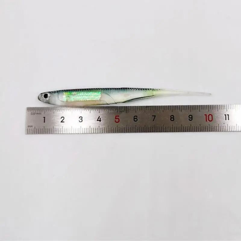 1pcs Rainbow Color T Tail Soft Fishing Bait 2.2g 10cm Swimbait Sequin Swing Worm Fishing Lures Spinner Baits Pesca