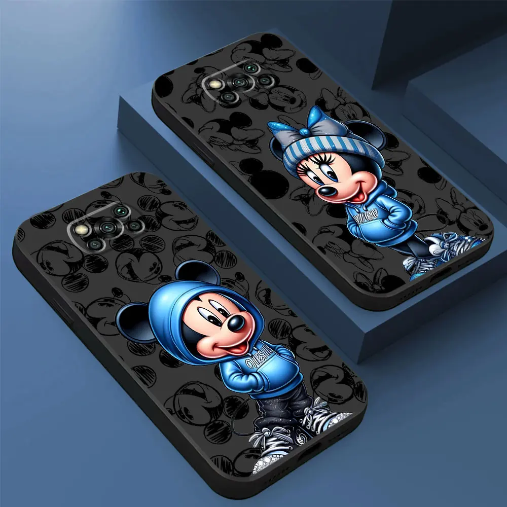 Phone Case for Poco F5 C40 X3 NFC X4 GT M5 M3 C50 C51 F1 X4 Pro 5G M4 Pro 5G Black Soft Capa Disney Cute Minnie Mickey Cover