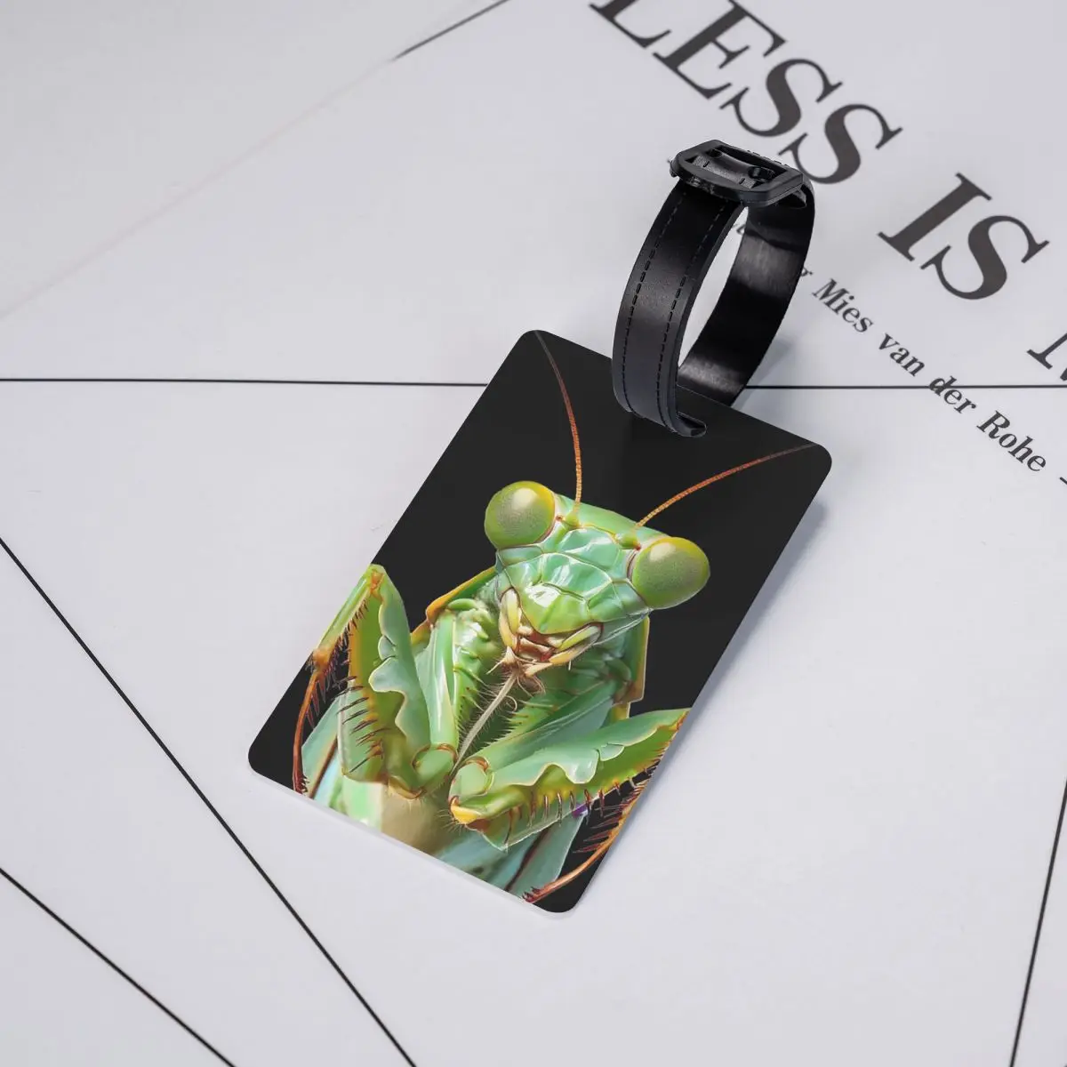

Green Praying Mantis, Eerie Insect Art Luggage Tags Suitcase Travel Baggage Boarding Tag Label Holder ID Name Address