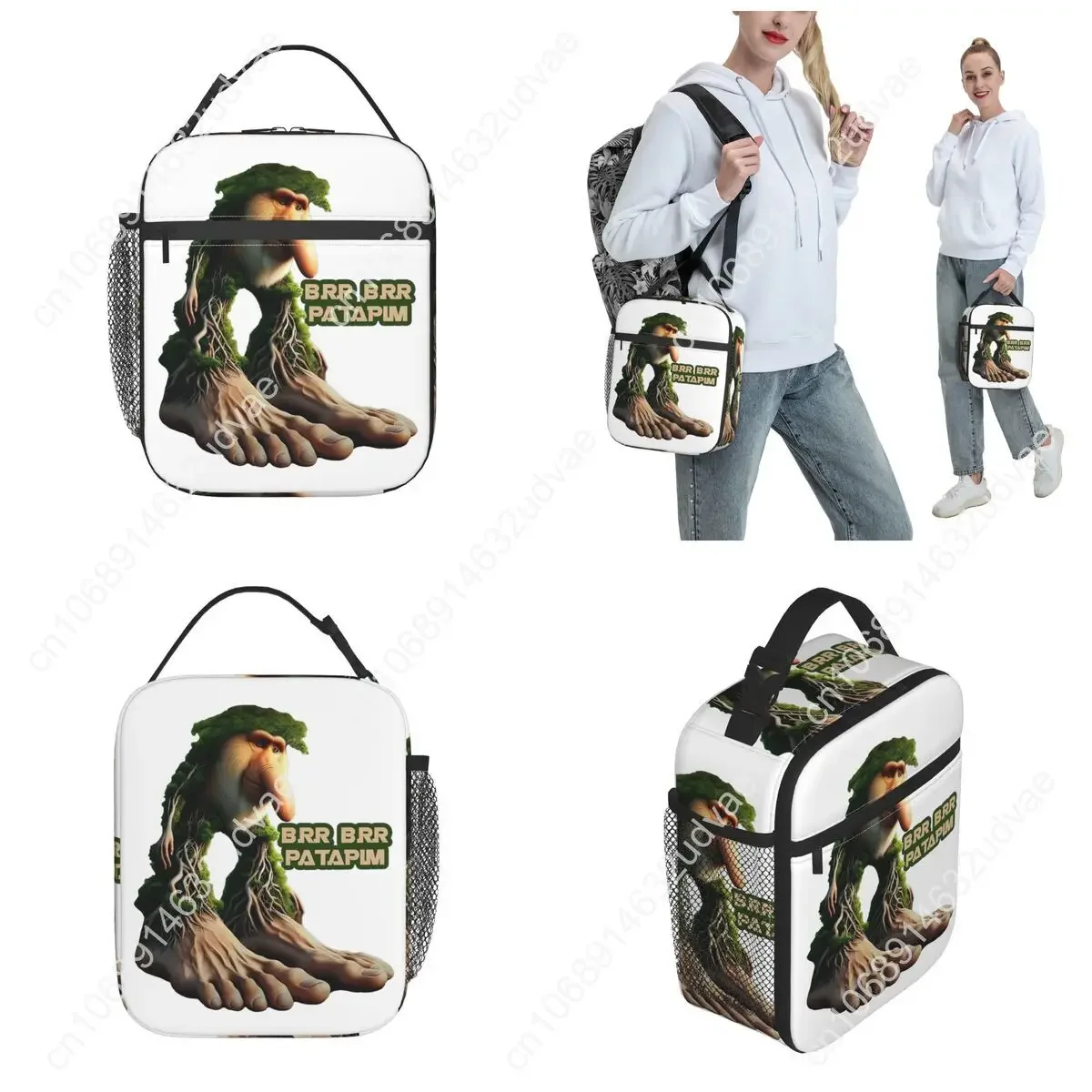 Brr Brr Patapim Meme Thermal Insulated Lunch Bag Italian Brainrot Memes Portable Food Container Bags Cooler Thermal Lunch Boxes