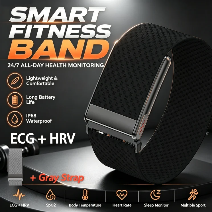 New Sport Fitness Tracker Smart Band Blood Oxygen  ECG Health Analysis IP68 Waterproof Reminder Smart Bracelet for Men Women