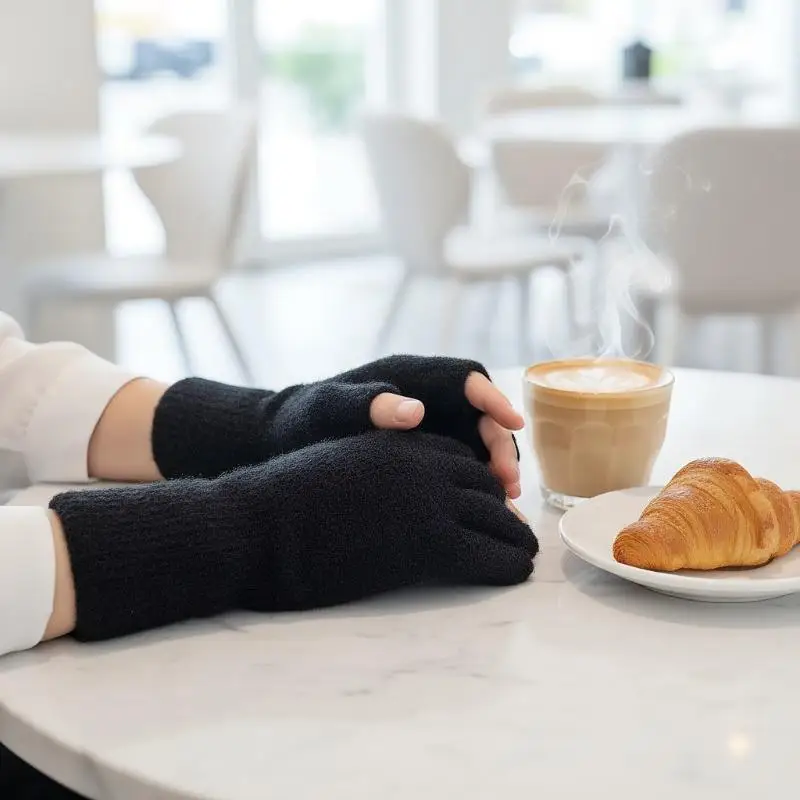 1 Paar schwarz-graue Winterhandschuhe für Herren und Damen, warm, fingerlos, zum Schreiben und für den Touchscreen, für Freizeitausflüge, Reithandschuhe