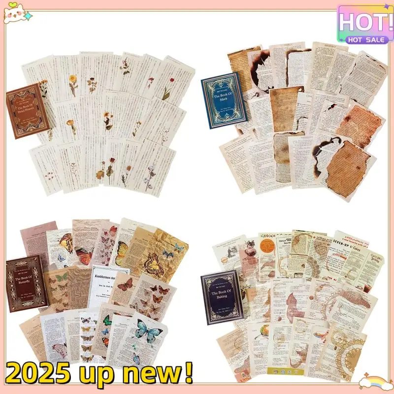 L47A-Retro Trace Book Page Material Paper Old Book Page Text Old Newspaper Decorative Material Paper