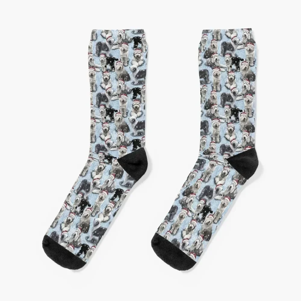 

The Christmas Old English Sheepdog Socks Stockings man professional running happy hiphop Mens Socks Women's