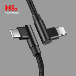 100W USB C To Type C PD Fast Charger Cable 90 Degree Angle Charging Cord Wire For iPhone 15 Pro max Xiaomi Huawei Macbook iPad