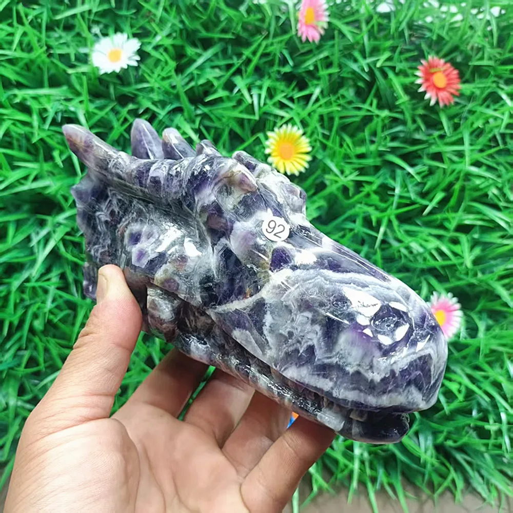 Reiki Chakra Healing Tablet, Natural Quartz Crystal Energy, Dream amethyst carved, Meditation, Home Decor, 2145G