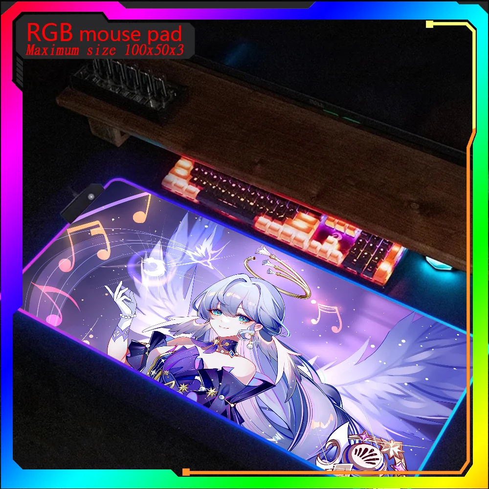 Honkai Star Rail Robin Hot selling Rgb Mouse Pad Steelseries Laptop Mat Gaming Mousepad Backlit Keyboard Gamer Deskpad Mause pad