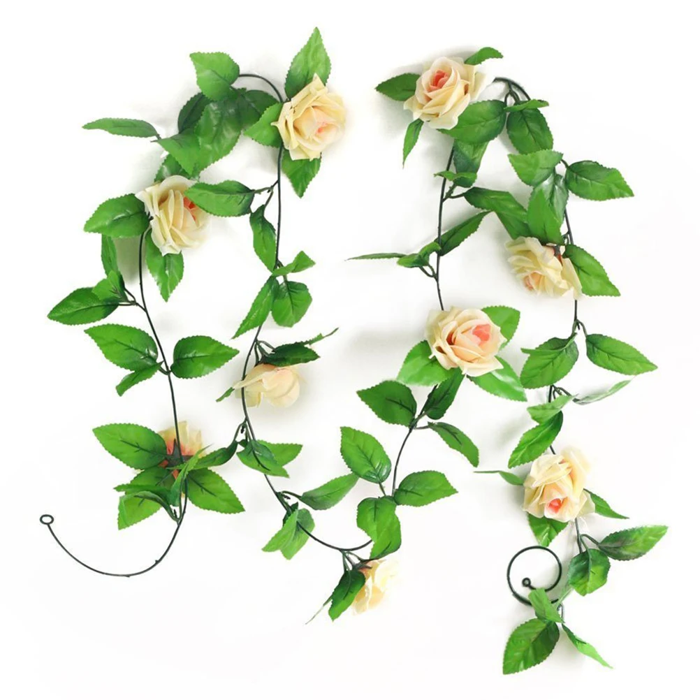 

2Pcs Artificial Rose Garland High-Grade Silk Cloth Color Perfect for Wedding Party Home Decor Simulation Flower Vine