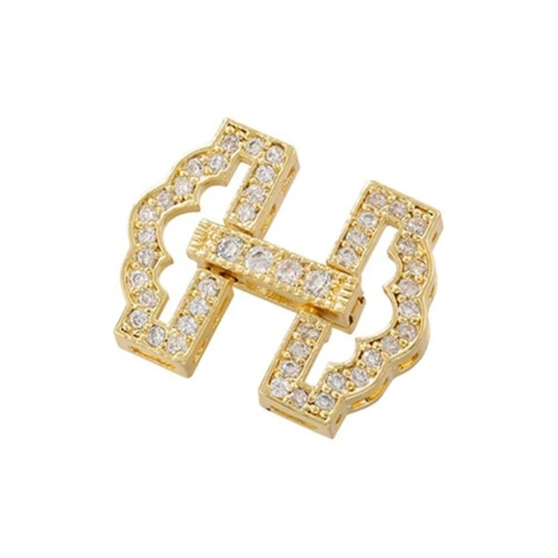 Gold Plated Copper Zirconia DIY Clasp Set Creative Jewelry Crafting Clasps with Zircon for Bracelet & Necklace DIY