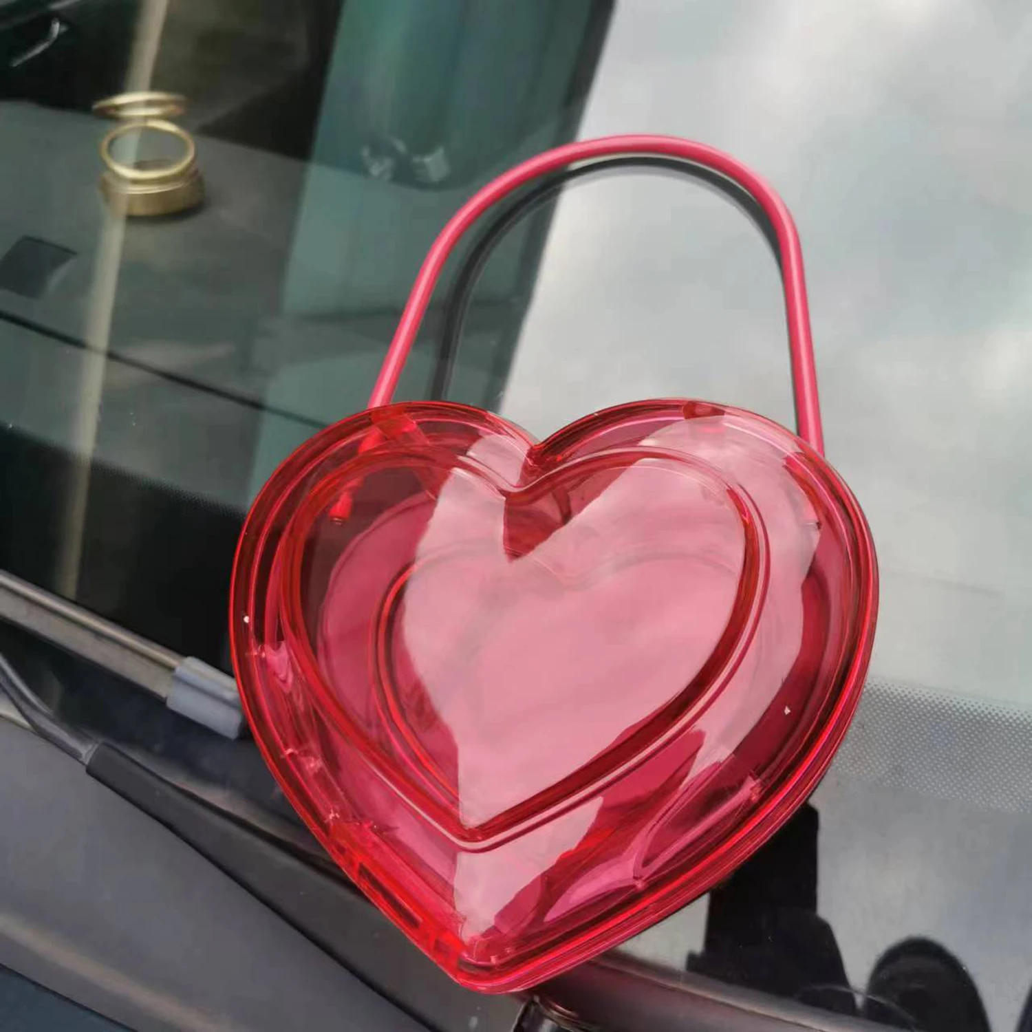 Women Acrylic Heart Bag Ladies Evening Party Pouch Pink Clutch Purse Fashion Transparent Handbag Banquet Female Handle Bags