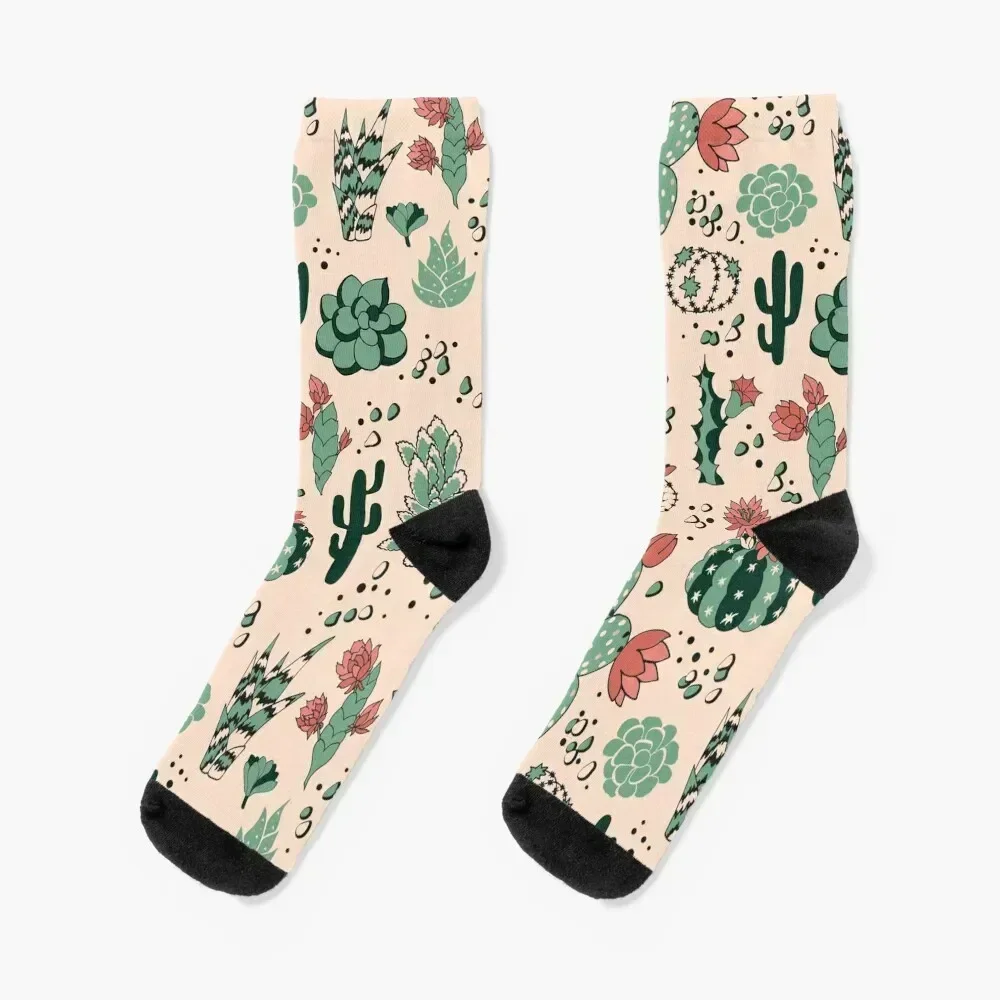 Succulent pattern Socks Non-slip floral New year's Ladies Socks Men's