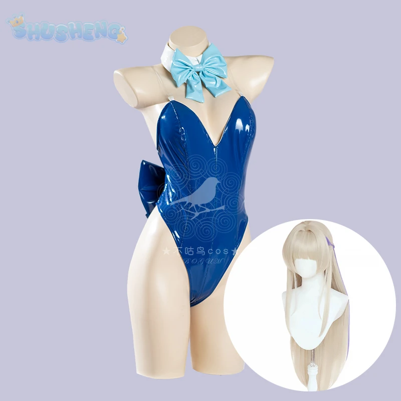 Asuma Toki Cosplay Game Blue Archive Costume Halloween party sexy blue leather swimsuit jumpsuit set wig and accessories uniform