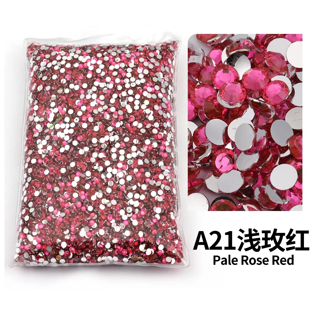 All Red Series 2-6mm Resin Non Hot Fix Rhinestones Bulk Wholesale Flat Back Plastic Crystals Nail Trimmings Crystals For Crafts