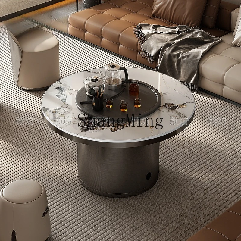

LXY simple modern rock slab round tea table kettle integrated living room tea table