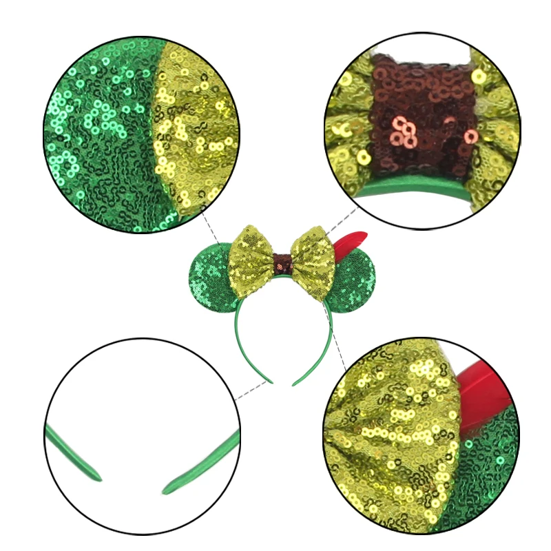 Pixar Brave Ears Headbands for Women Disney Princess Merida Hair Accessories Girl Green Sequins Bow and Arrow Hairband Kids Gift view 2