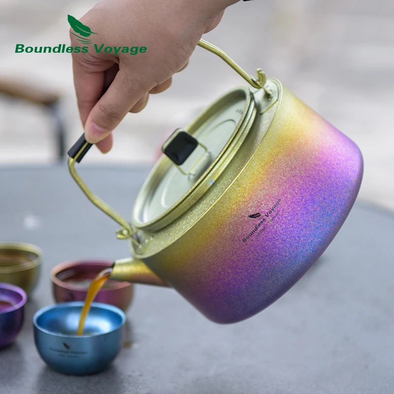 

Boundless Voyage 1000ml Titanium Water Kettles Ultralight Tea Pot Portable Multicolor Teakettle Kitchen Drinking Cookware 1L